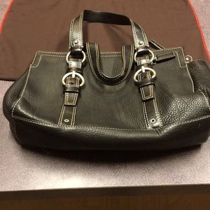 Coach black pebbled leather